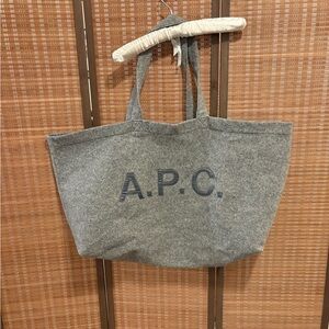 A.P.C. X Suzanne Koller Gray Wool Logo Tote